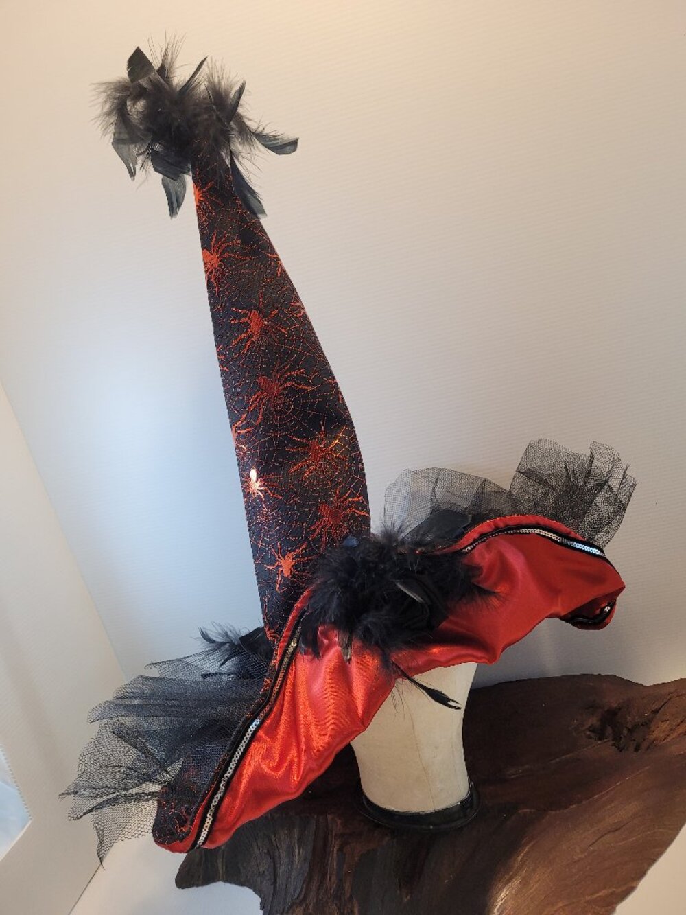 Black Red Metallic Spider Witches Hat